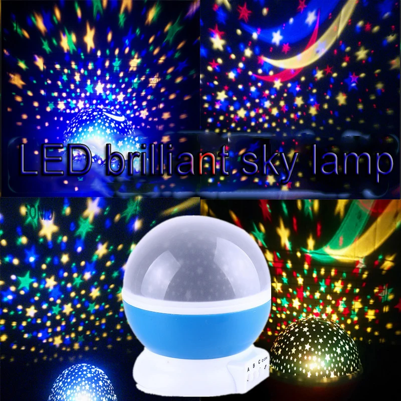 Novelty LED Rotating Star Projector Lighting Moon Starry Sky Children Baby Night Sleep Light USB/Battery Powered Projection Lamp