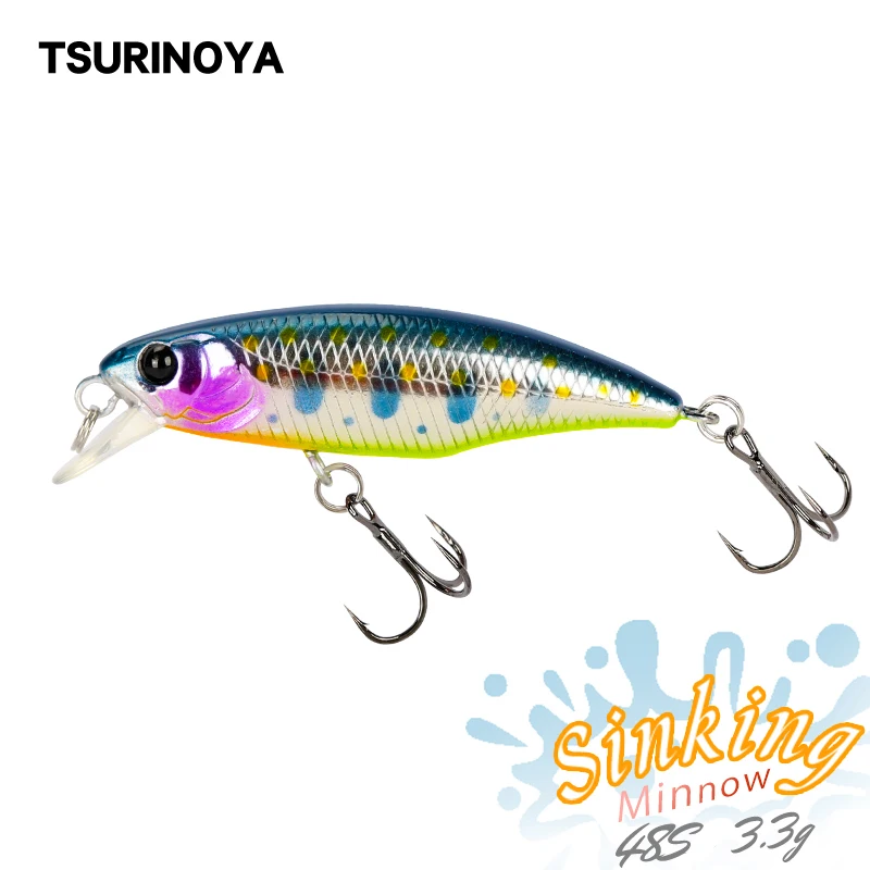 TSURINOYA DW69 Minnow Fishing Lure 4.8cm 3.3g Sinking Mini Minnow Bait 12# Treble Hook Isca Artificial Carp Fishing Wobblers