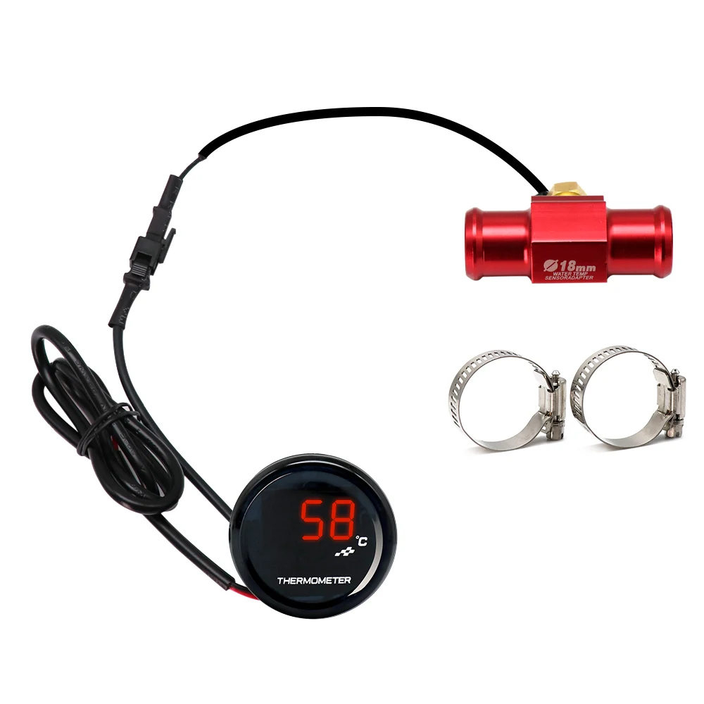 SCL Racing Cute Motorcycle KOSO Water Temperature Mini Meter With 18mm Sensor Water Temp Adapter For Honda Yamaha Suzuki