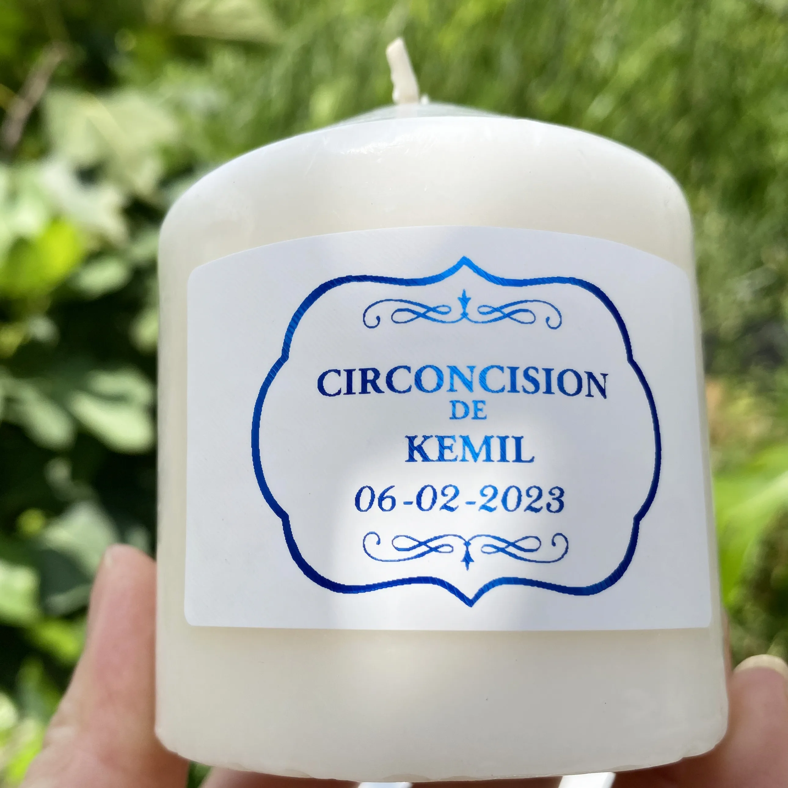 60 Personalized Circumcision Boy Party decoration Stickers Blue text  Circumcised Candle Labels Souvenirs tags (No Candle)