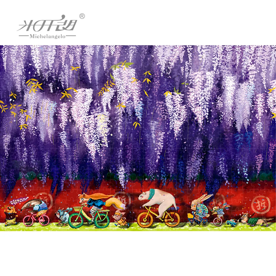 

Michelangelo Wooden Jigsaw Puzzles 500 1000 1500 2000 Pieces Cycling Wisteria Dog Cartoon Animals Educational Toy Painting Decor