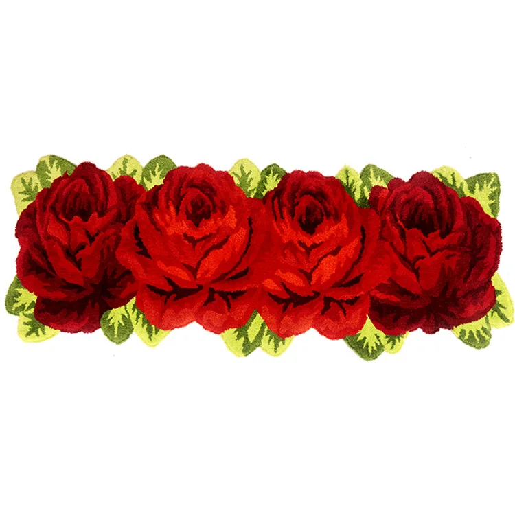 New 3D Flocking Rose Mat Handmade Rose Carpet Pink/Red/ Blue/Purple Plush Art Rug For Home Decoration Wedding Floor Carpet