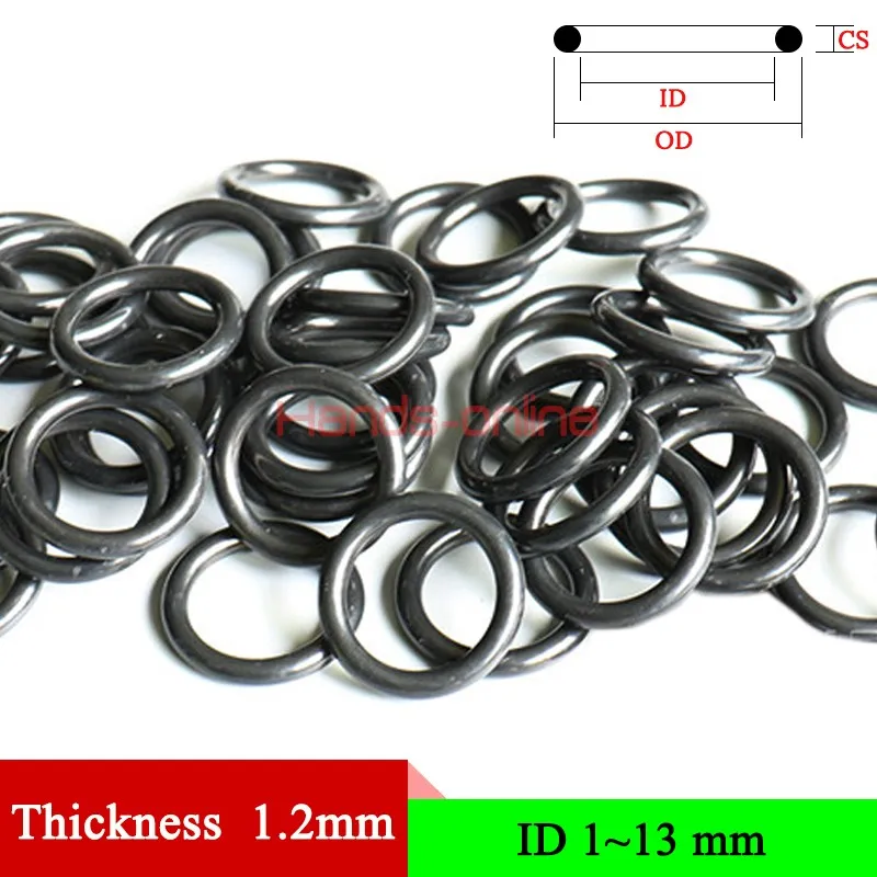 NBR Thicknes/CS 1.2mm/0.047in Rubber Ring Gasket ID 1-13mm/0.039-0.512in  Hydraulic Oil Gas Sealing Seal O Ring Gaskets