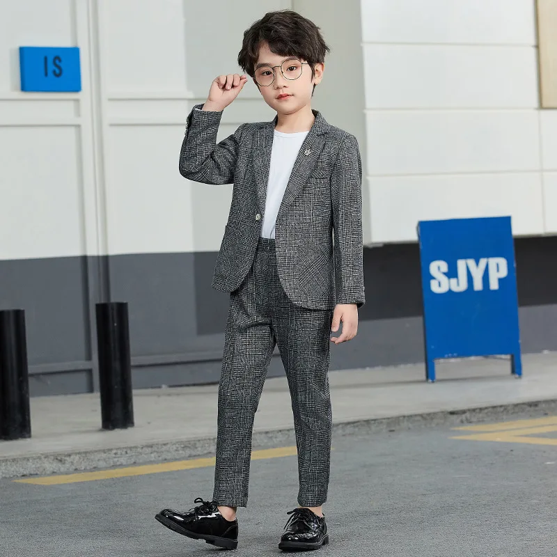 

Kids Photograph Set Formal Wedding Suit School Boys Jacket +Pants 2Pcs Clothing Set Korea Children Host Performance Prom Dress