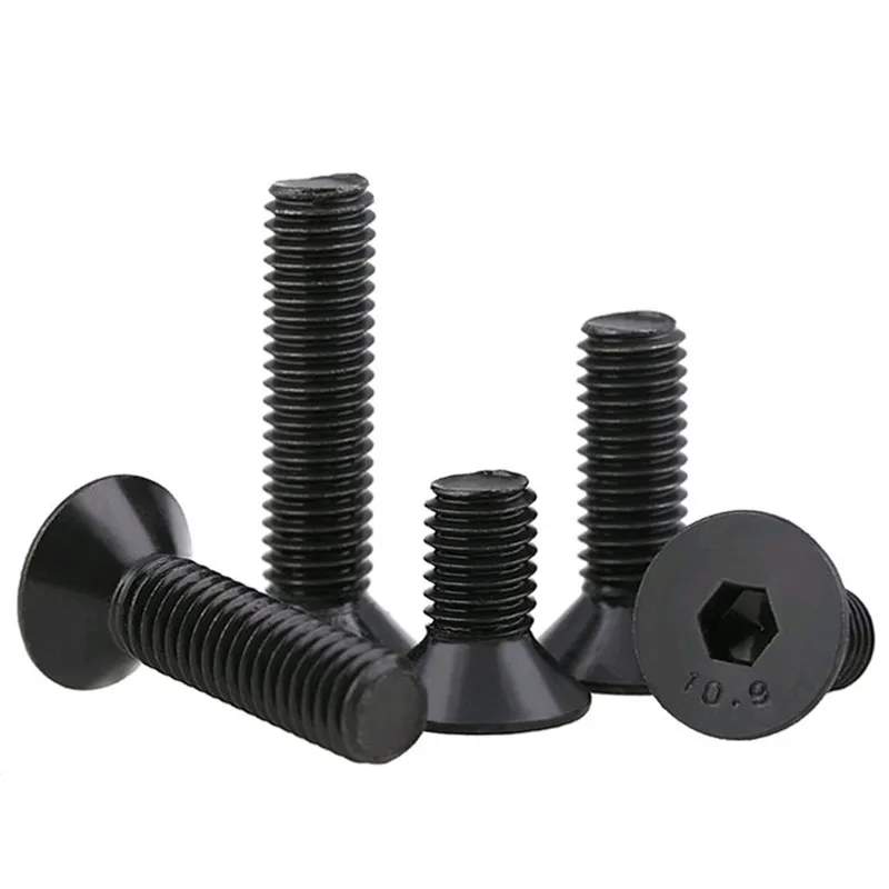250PCS M3 Hex Hexagon Socket Countersunk Head Screws Assortment Kit Carbon Steel Black Hex Socket Flat Head Screw Set DIN7991