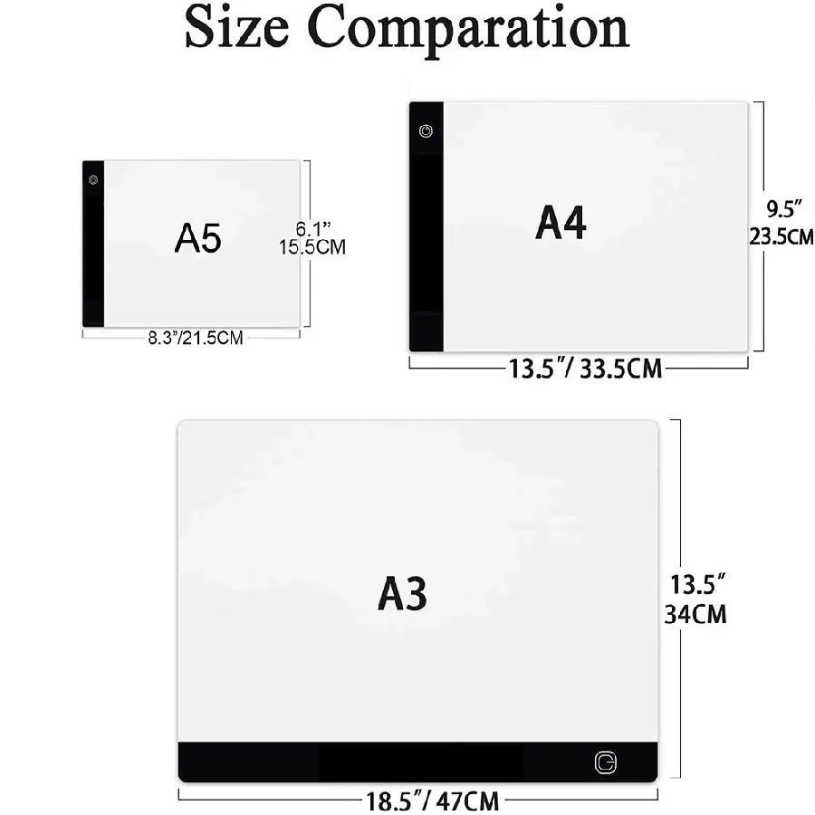 A5/A4/A3 Tablet graficzny pokładzie USB Powered ściemniania podświetlana podkładka LED do rysowania, śledzenia, diament akcesoria do malowania