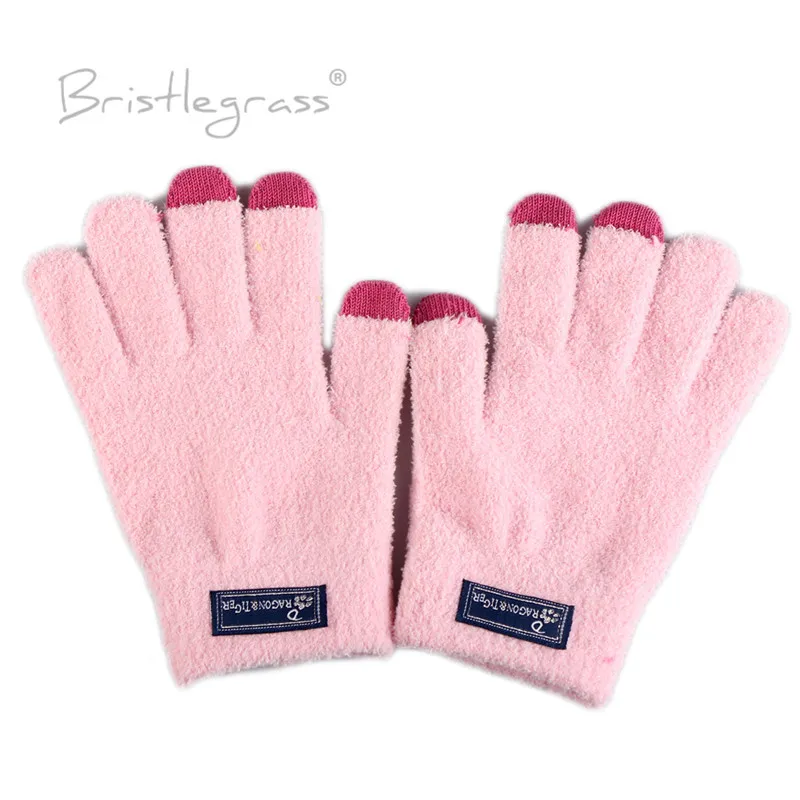 BRISTLEGRASS Women's Men's Unisex Adult Winter Knitted Soft Smart Touch Screen Full Finger Gloves Mittens for Smartphone Tablet