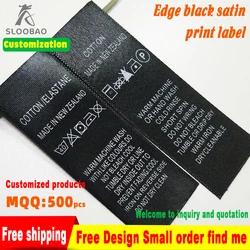 width3.5cm Black silk screen printing white silver polyester woven ribbon Lead the bid wash label care labels