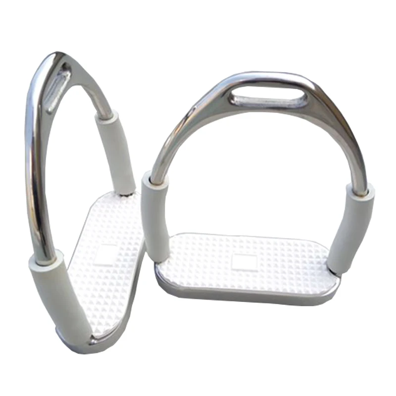 Stainless Steel Safety Stirrups With Black Rubber Horse Flexible Stirrup High Strength Non-Slip Rubber Pad Tread12cm