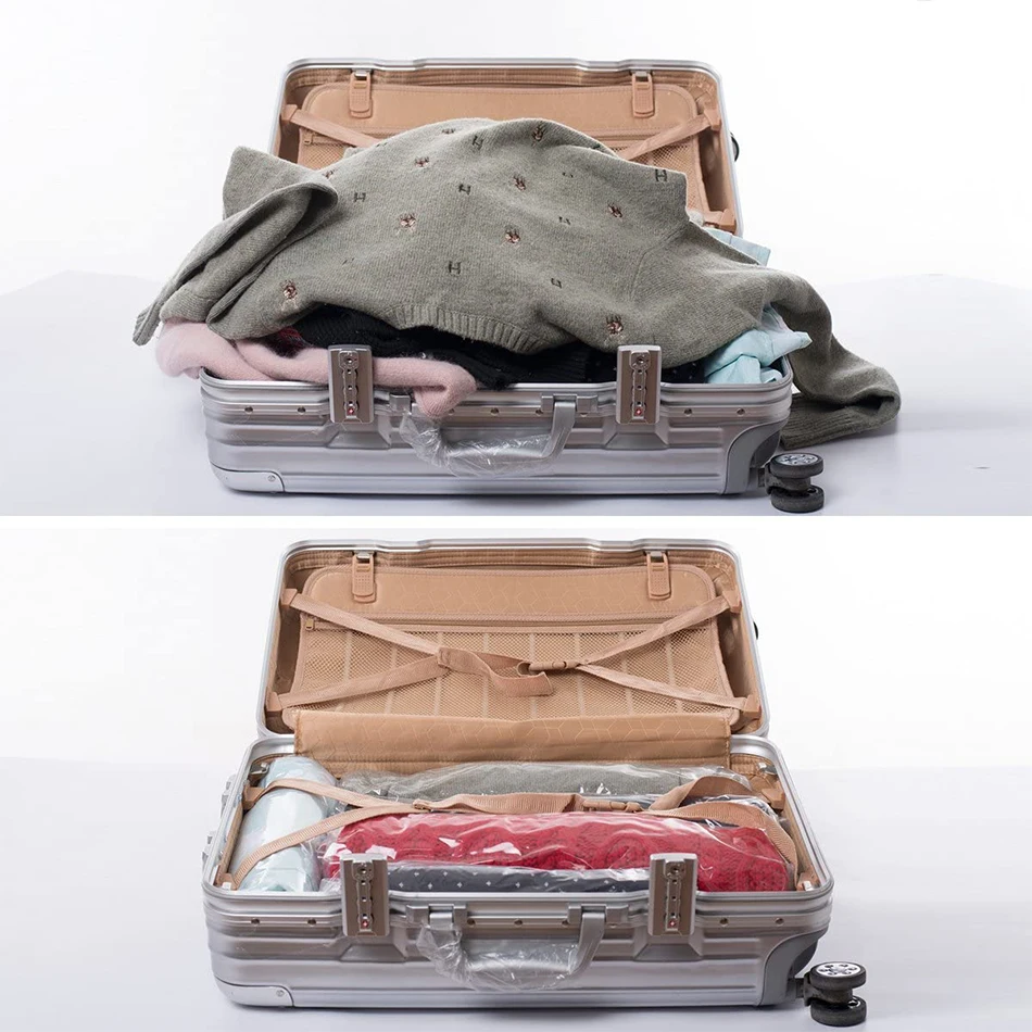 Multi-Purpose Clear Storage Compression Bags Portable Folding Luggage Travel Organizer Vacuum Seal Bags For Clothing Space Saver