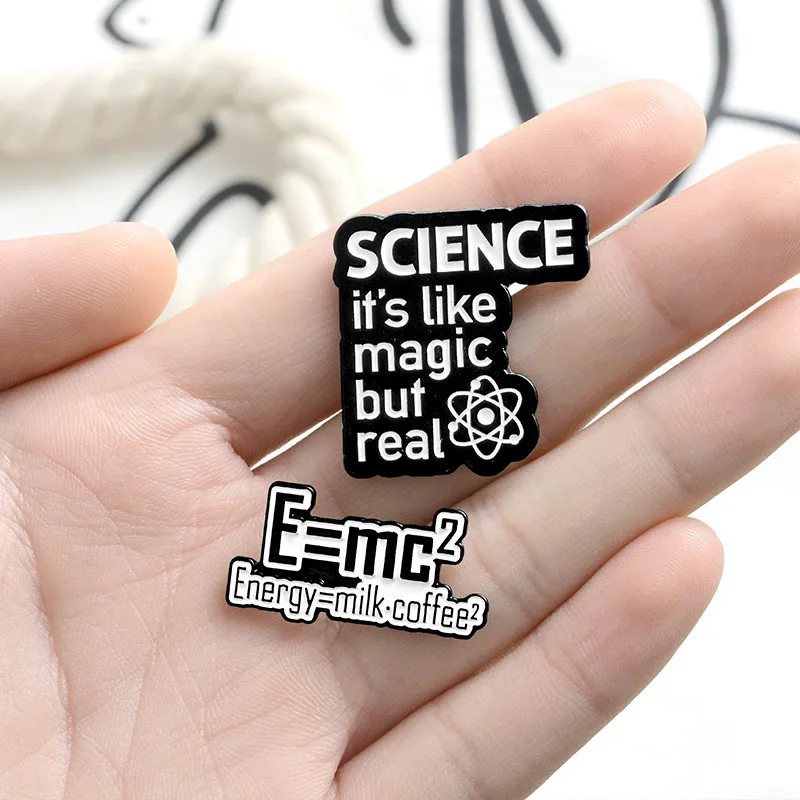 Creative Mass Energy Equation Physics Brooch for Woman Badge Shirt Enamel Pin Brooches for Men Metal Pin Jewelry Accesorios