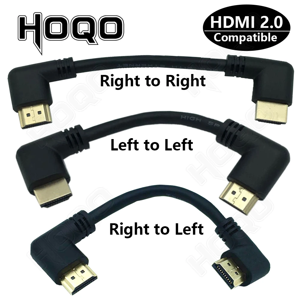 4K*2K 60HZ HDMI 2.0-Compatible 90 degree Angle HDMI Male to Male computer monitor splitter digital cable HD Left Right cable