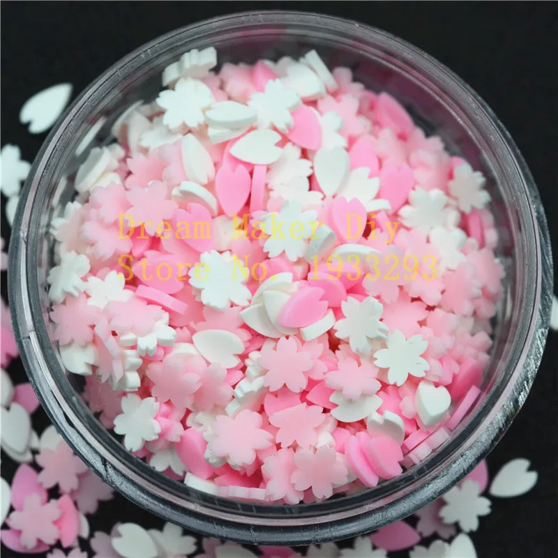 100G/500g 5mm Polymer Clay Slice Cherry Blossom Sprinkles Lovely Confetti for Crafts Making, DIY