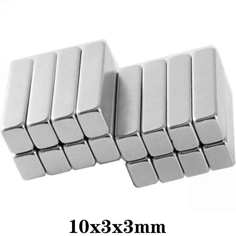 10~500PCS 10x3x3 sheet Strong Neodymium Magnets Thickness 3mm Block Permanent Magnet 10x3x3mm Powerful Magnetic Magnets 10*3*3