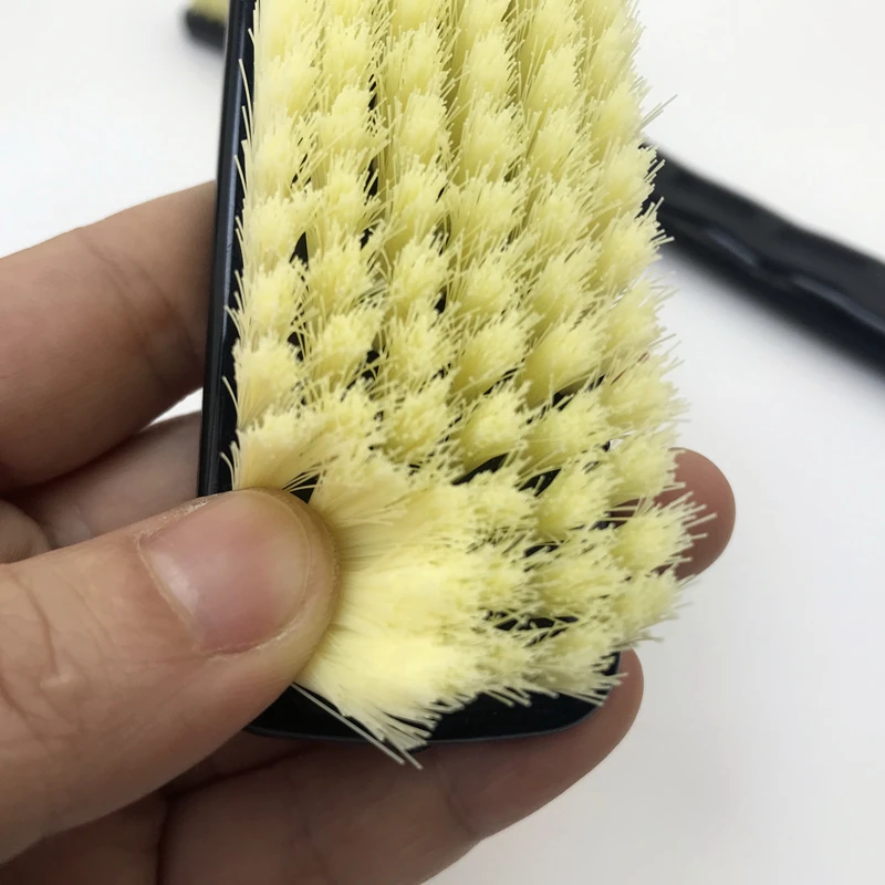 Lucullan Medium Soft Hair Brush Long Handle For Car Fabric,Leather,Floor Mat,Tire,Engine Bay Cleaning Tools Accessories