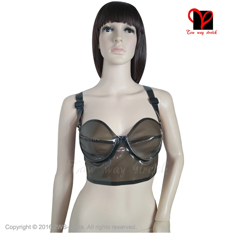 

Transparent Black Sexy Latex Bra Crop Rubber Lingerie Bikini Gummi Bustier Bralette Brassiere Underwired Top Cup Plus Ny-011