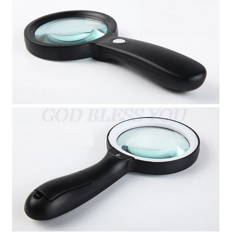 Lighted Magnifying Glass-10X Hand held Large Reading Magnifying Glasses with 12 LED Illuminated Light for Seniors, Repair, Coins