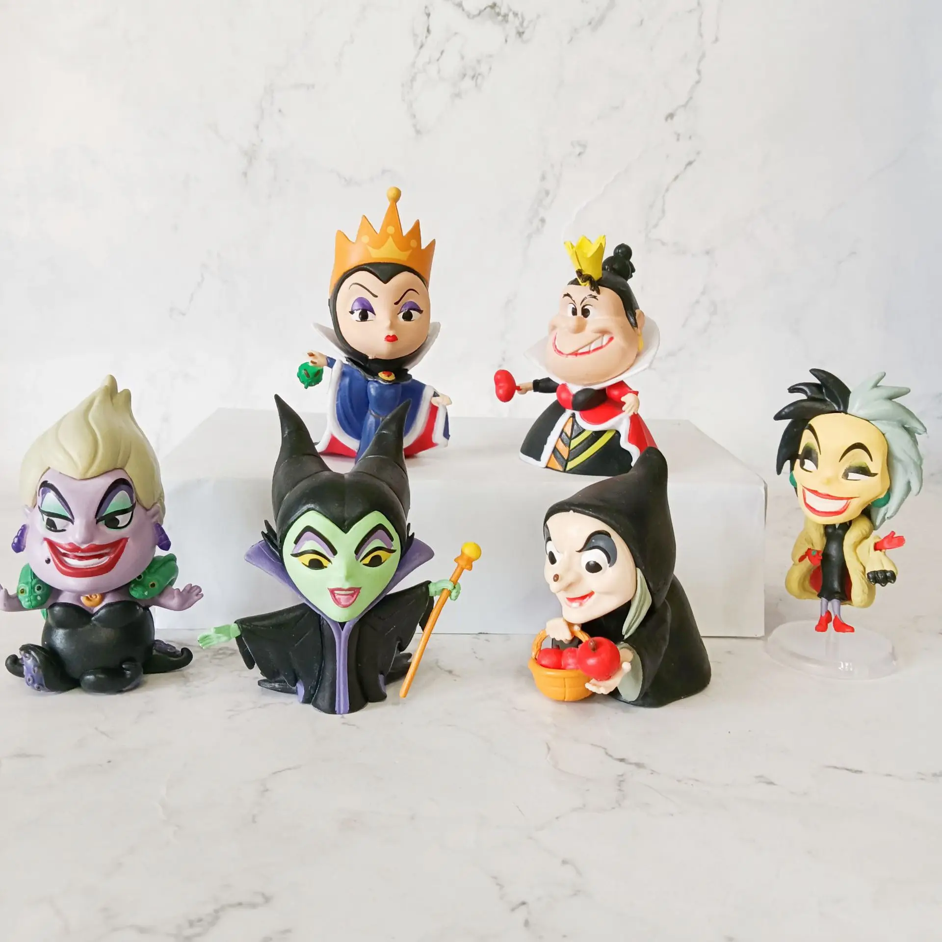 6pcs Disney Princess Villain Series Evil Queen Bad Witch Black Lady Maleficent Evil Queen Ursula Doll Figure Model Ornaments