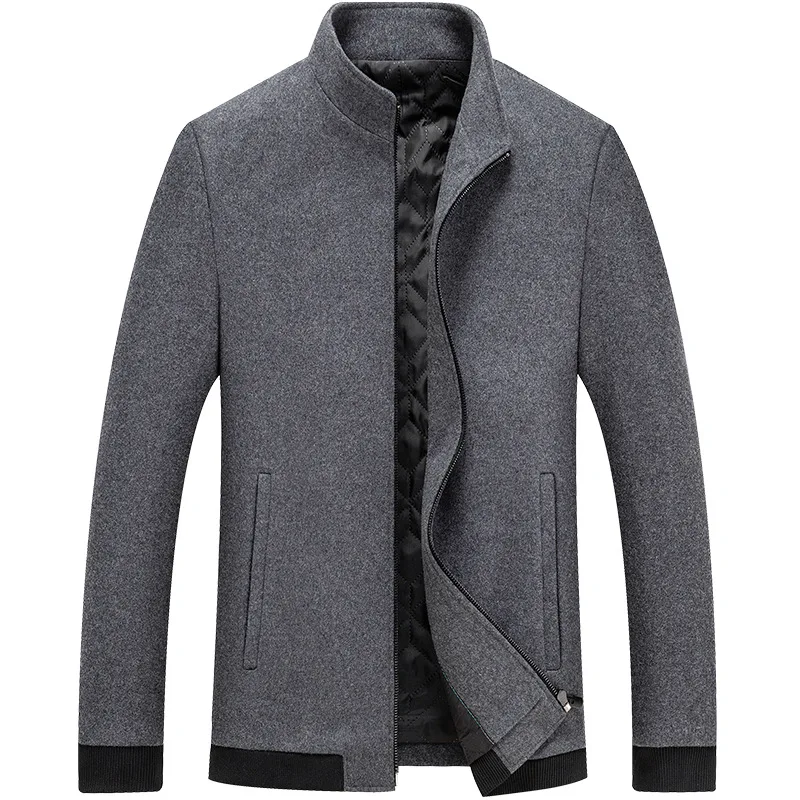 

Mens Jackets Men's Fashion Woolen Coat Autumn Winter Men Business Casual Stand Collar Wool Jacket Coat Male Clothing Overcoat