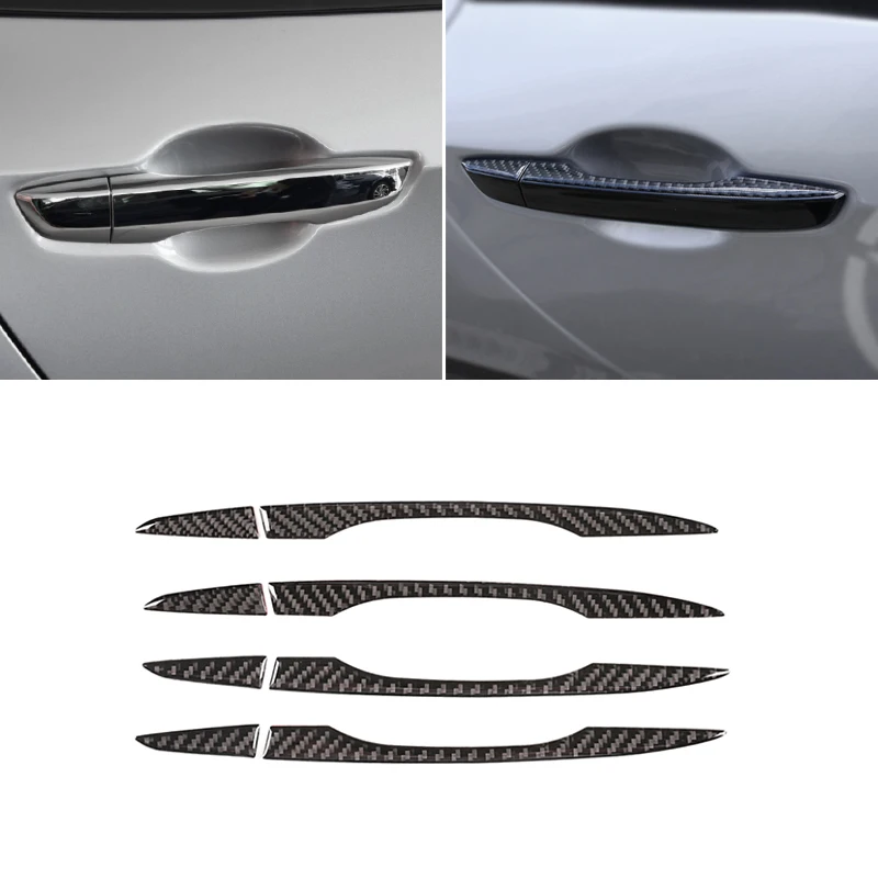 

For Honda Civic 10th Gen 2016 2017 2018 2019 Car Carbon Fiber Exterior Door Handle Pulll Cover Trim