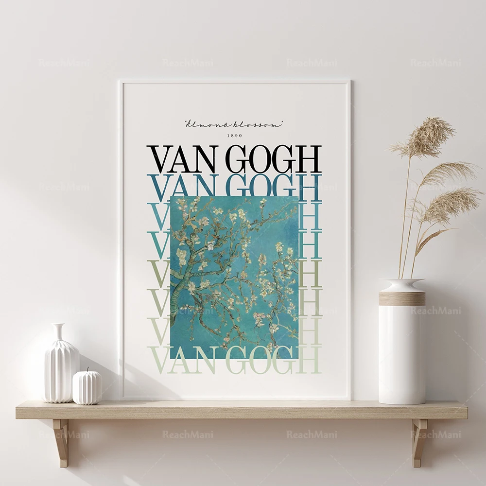 Van Gogh exhibition poster, printable wall art, Van Gogh almond blossom, Van Gogh prints, flower prints, plant posters