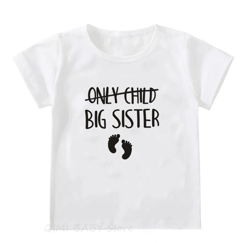 Only Child Big Brother/Sister To Be Pregnancy Announcement Tshirt Kids Funny Short Sleeve T-shirt Children Toddler Casual Tees