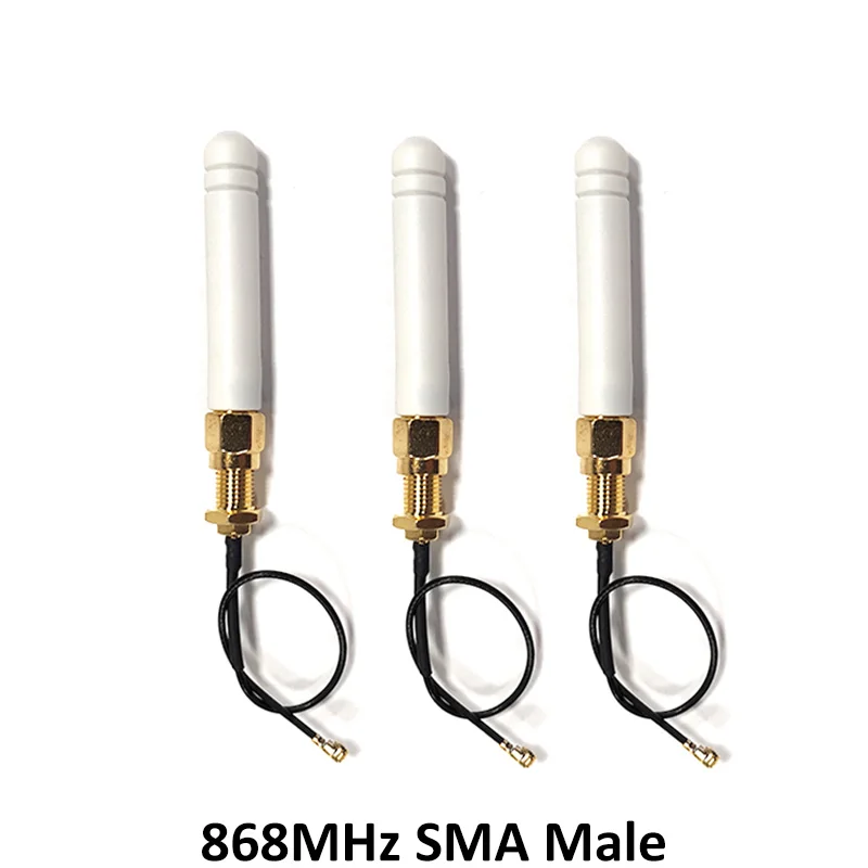 GRANDWISDOM 10pcs 868mhz antenna 2dbi sma male 915mhz lora antene module lorawan ipex 1 SMA female pigtail Extension Cable