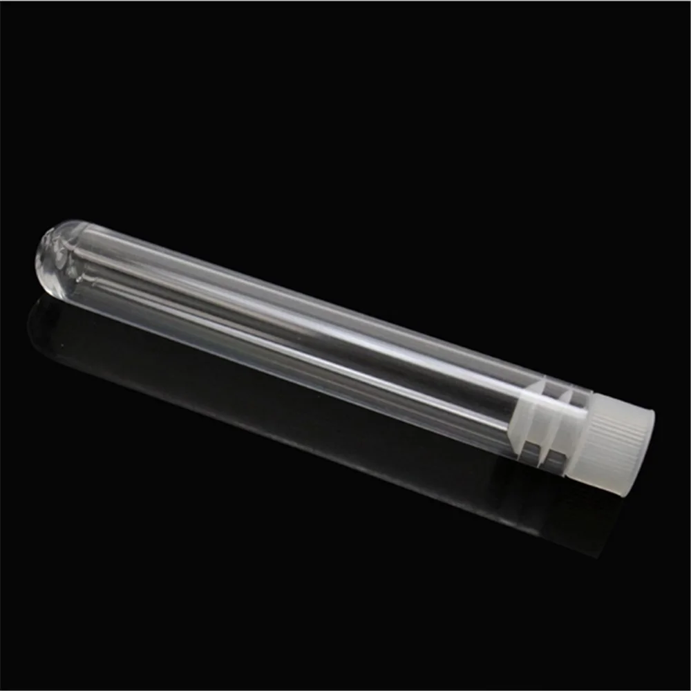 10pcs Clear Plastic Test Tube With Cap Bottom Long Transparent Test Tube Lab Provides 2 Sizes Liquid Packaging