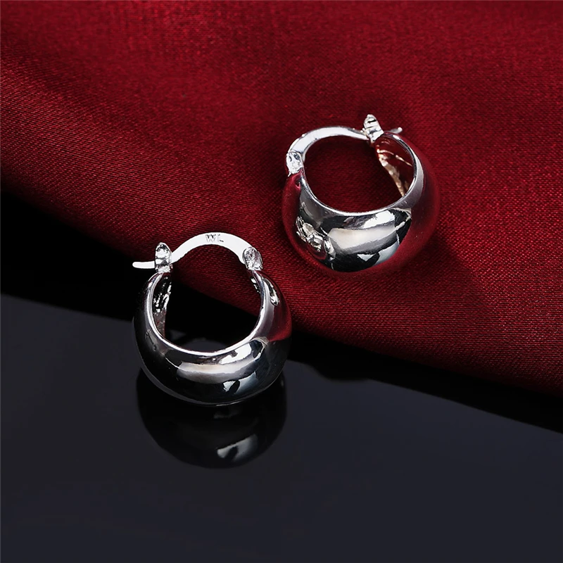 DOTEFFIL 925 Sterling Silver Smooth Egg Shape Earrings For Women Jewelry Cute Romantic Jewelry Wedding Party Gift