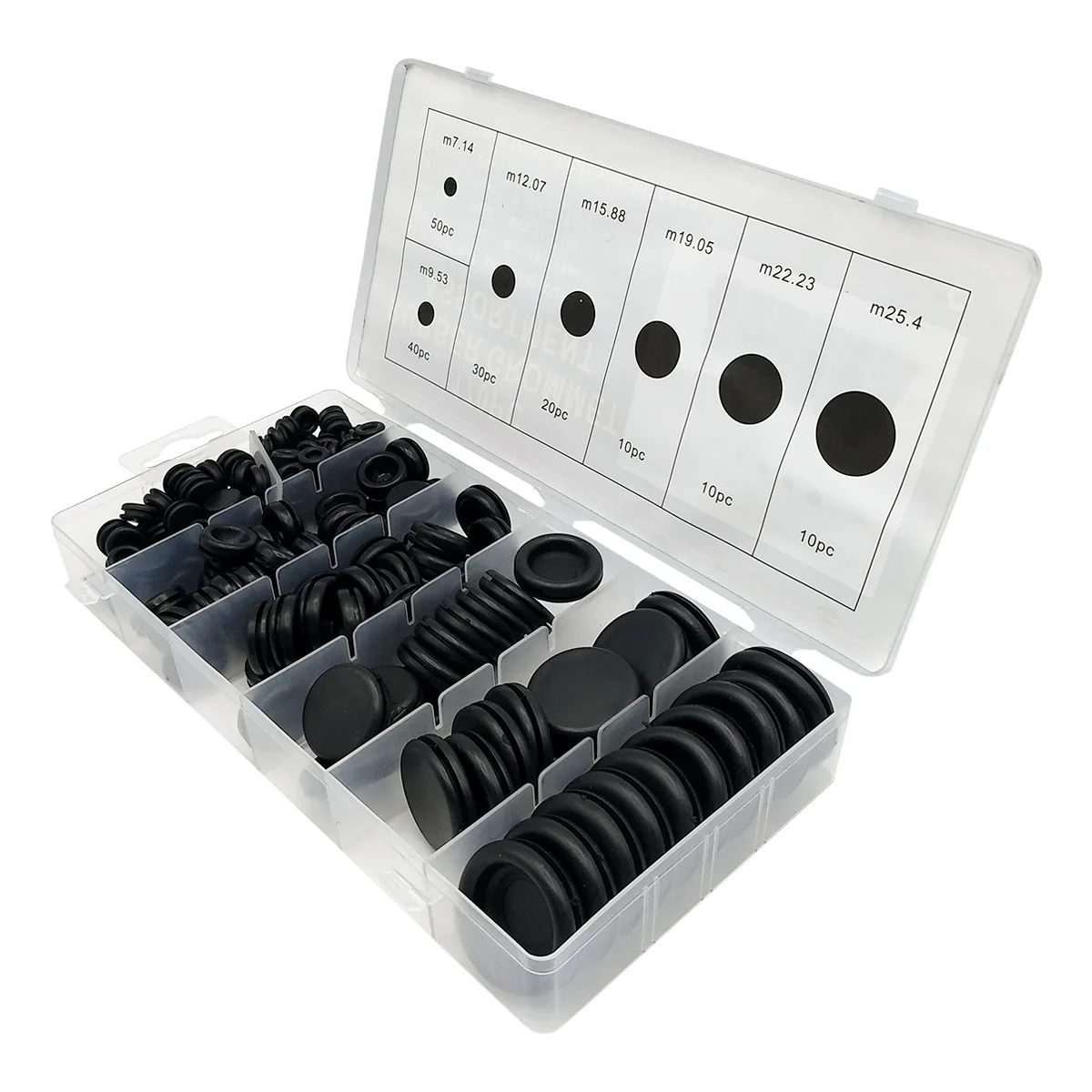 170Pcs Rubber Grommet Firewall Hole Plug Set Electrical Wire Gasket Kit For Car With Plastic Box