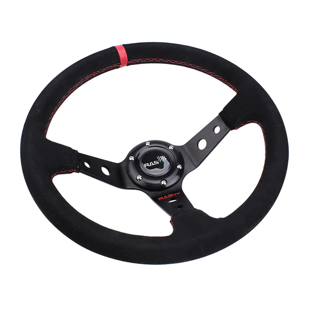 RASTP-Universal 14 inch 350mm Suede Car Racing Steering wheels Deep Corn Drifting Sport Steering Wheel RS-STW025