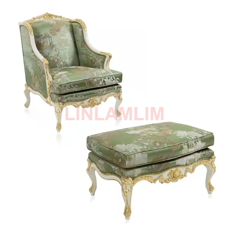 

living room chair Sofa American wooden fabric cloth couch + stool диван мебель кровать muebles de sala cama puff asiento sala fu