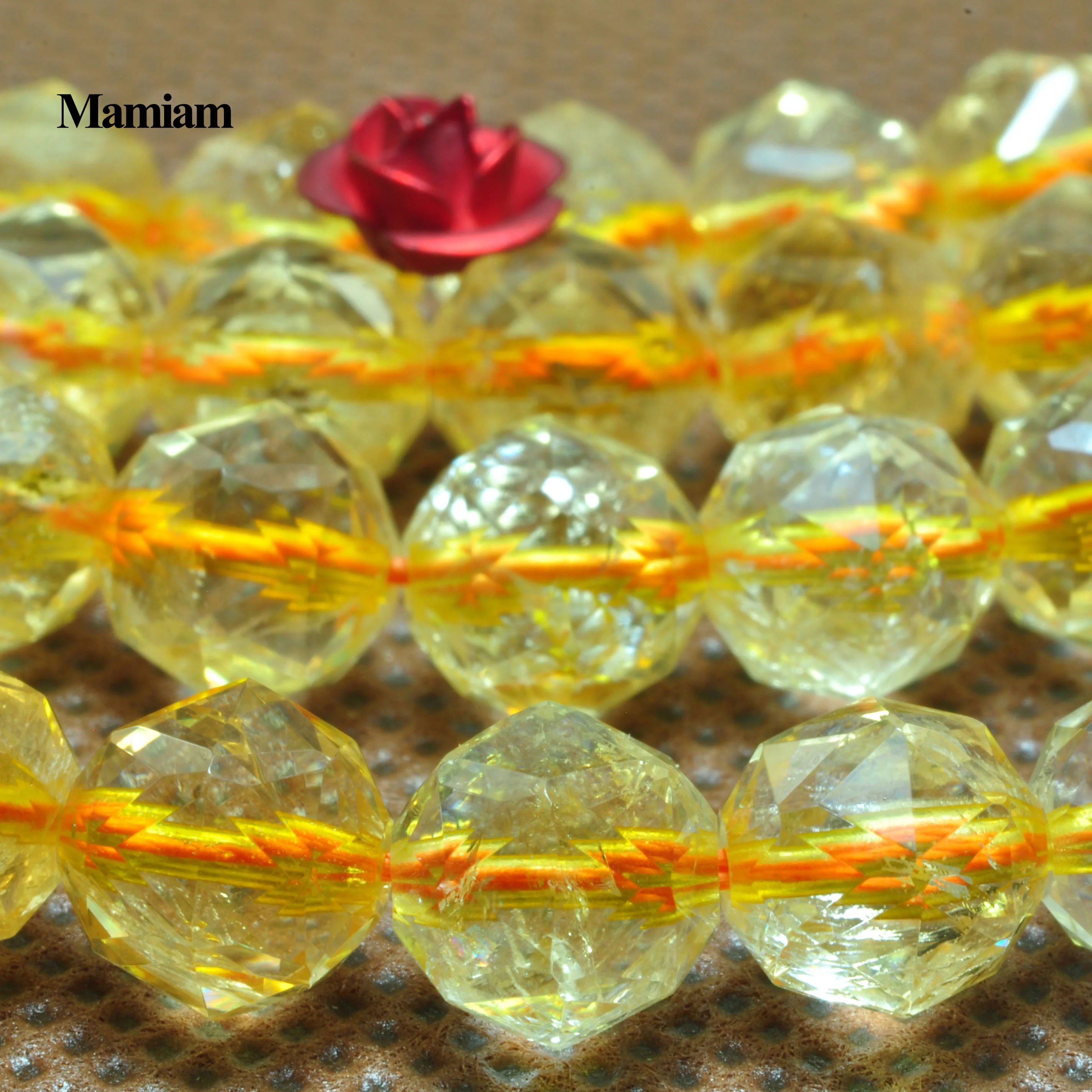 

Mamiam Natural A Citrine Yellow Quartz Crystal Diamond Faceted Beads 6mm 8mm Stone Diy Bracelet Necklace Jewelry Making Design