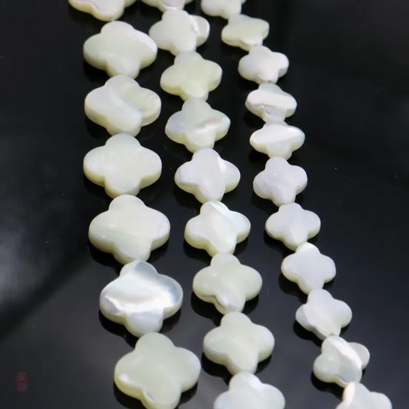 Wholesale  Natural Shell Loose Beads Four Leaf Clover White AB Color 8/10/12/14/16mm size for selection DIY jewelry accessories