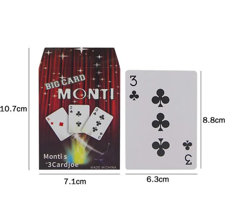 1 pçs 3 cartões monte cartão mágico três cartas de poker monte truque de cartão fácil truques de magia clássicos para fechar-se ilusões mágicas mágico mágico