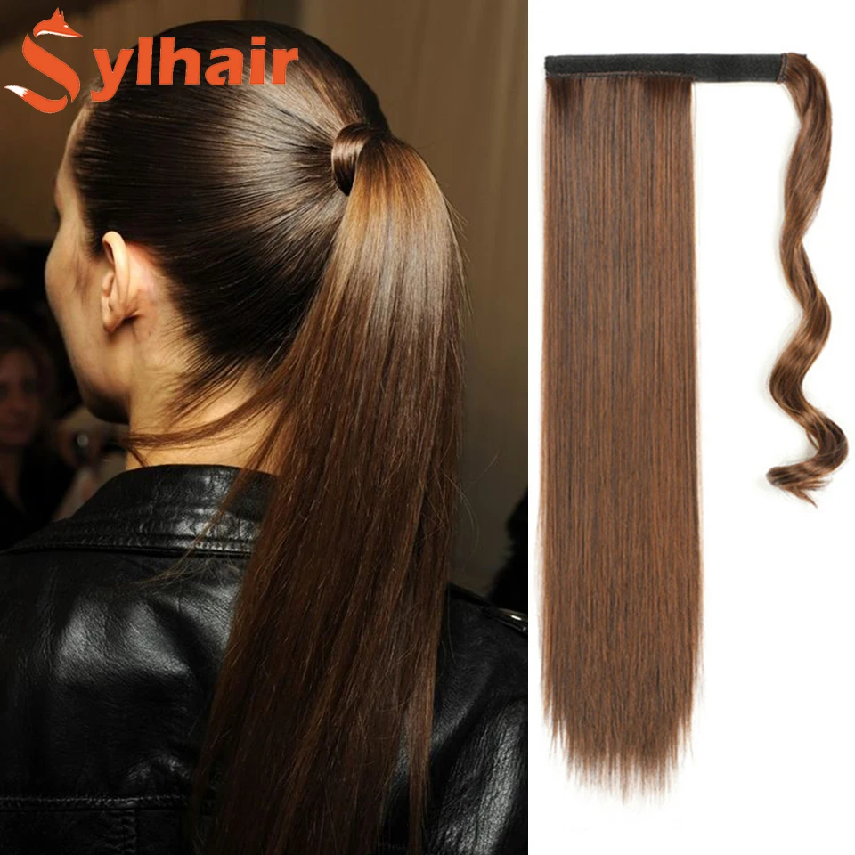 

22INCH Long Straight Wrap Around Clip On Ponytail Hair Extension Heat Resistant Synthetic Pony Tail Fake Hair