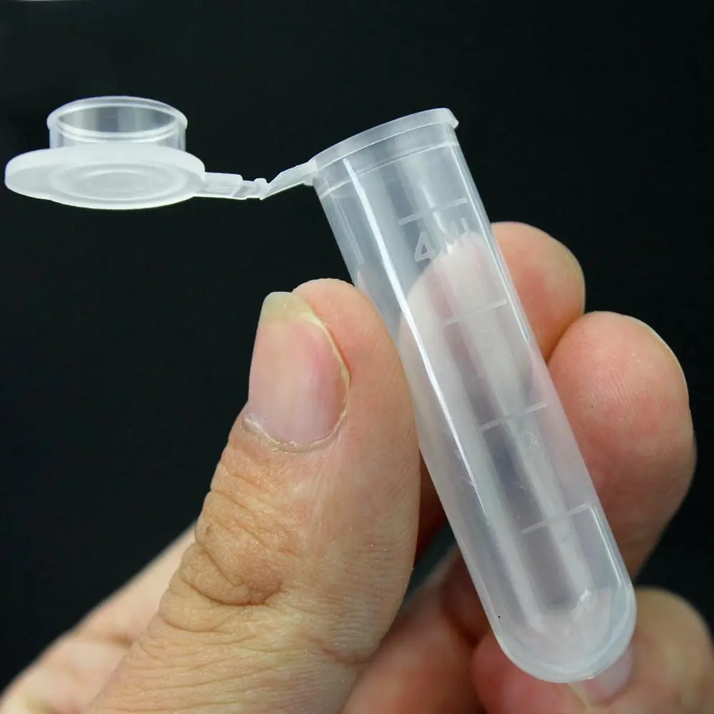 Wholesale 50pcs/5ml Laboratory Transparent Ultra-Fine Plastic Centrifuge Test Tube Empty Sample Storage Container Lid Supplies