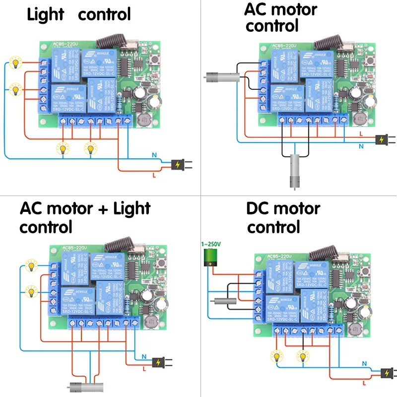 433Mhz Universal Wireless Remote Control Smart Switch AC 85V ~ 250V Relay Receiver Module RF Transmitter Lamp FarmYardLightMotor