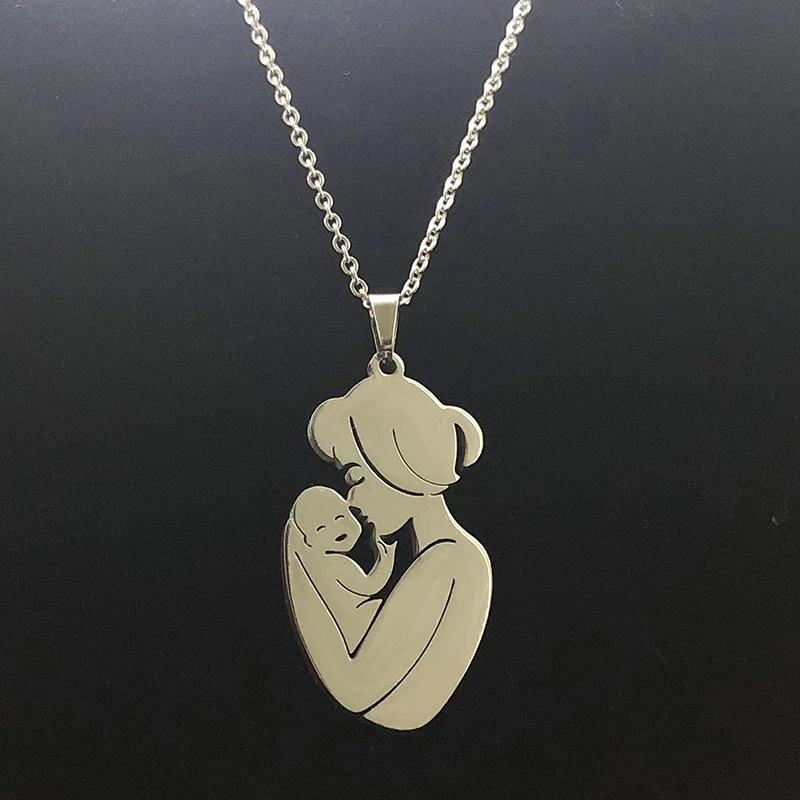 Gold Silver Color Family Baby Pregnant Mother day Gift Father Love Stainless Steel Women Girl Custom Pendant Necklace Jewelry