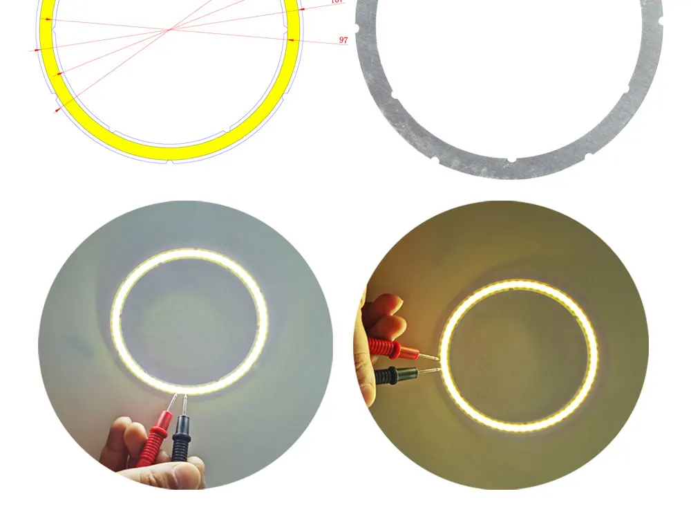 Jährliche Form LED COB Angel Eyes 12V DC 20mm-120mm COB Chip auf Aluminiumplatine Ring LED Kalt Warmweiß Lichtquelle für DIY Glühbirne – Detail 15