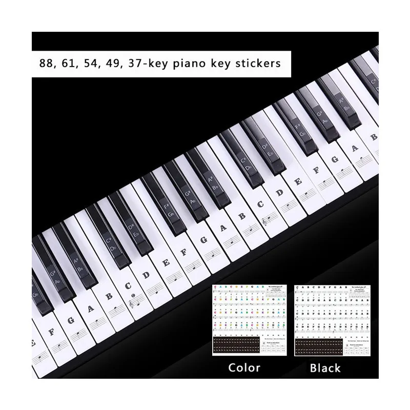 1Pcs Removable PVC Piano Sticker 54/61 88 Key Transparent Piano Keyboard Stave Electronic Keyboard Note Sticker