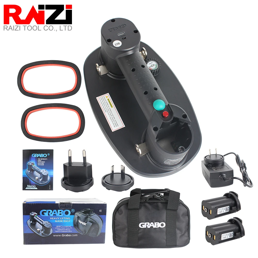 

Raizi GRABO Electric Vacuum Suction Cup for Granite Glass Tile Wood Dry-Wall Heavy Slab Moving tools Lifting Portable Lifter