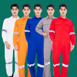 100% Cotton Welding Clothing Working Suit Long Sleeve Overalls Workmen Uniform Reflective Safety Car Miner Mechanical Coveralls