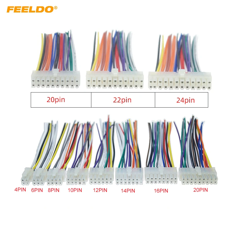 1PC Car Wire Harness Connector 4Pin 6Pin 8pin 10Pin 12Pin 14Pin 16Pin 18Pin Into Car DVD CD Radio Stereo Wire Plug Adapter