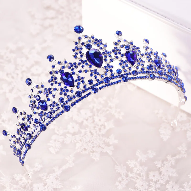 KMVEXO Baroque Retro Black Bridal Crystal Tiaras Crowns Princess Queen Pageant Prom Rhinestone Veil Tiara Wedding Hair Accessory
