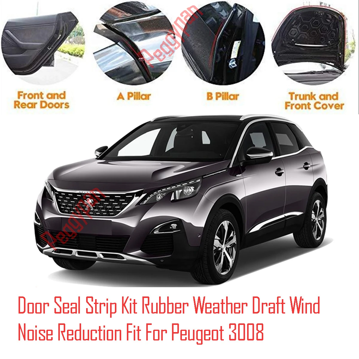 

Door Seal Strip Kit Self Adhesive Window Engine Cover Soundproof Rubber Weather Draft Wind Noise Reduction Fit For Peugeot 3008