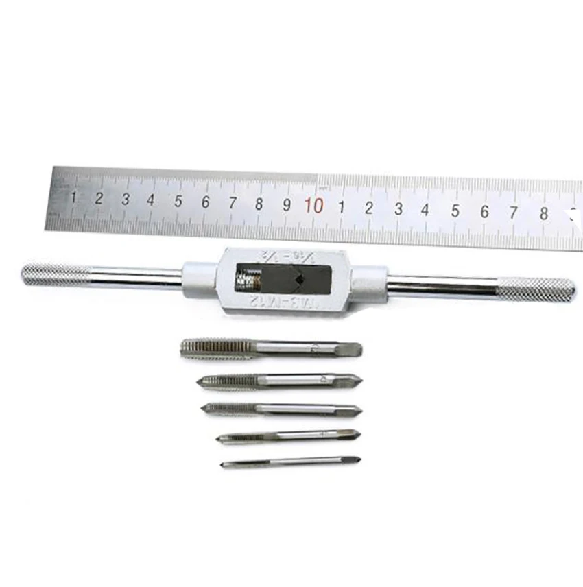 1Set Harde Legering Staal Tap Sterven En Wrench Bit Set, Metaalbewerking Verstelbare Schroefdraad Carbon Hand Schroef Kranen