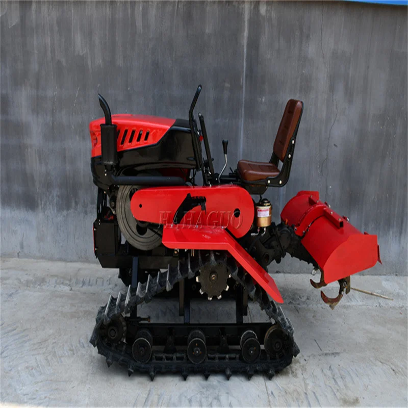 Small Agricultural Land Machine Diesel Power Mini Rotary Tiller Crawler Cultivator