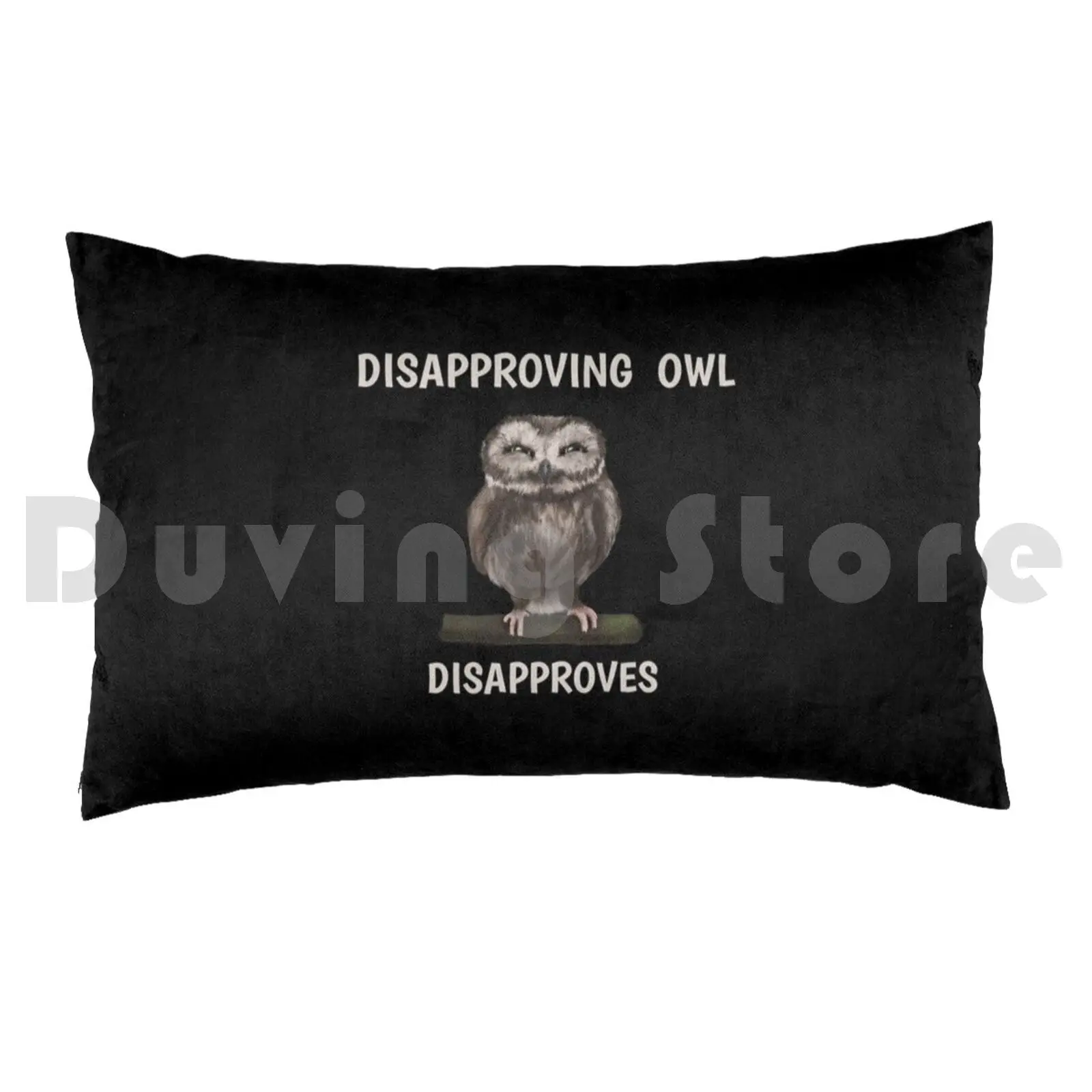 Owl-DisapprovingPillow case D0100483a Owl Animal Bird Wise Barn Owl Snowy Owl Tawny Owl Screech Owl