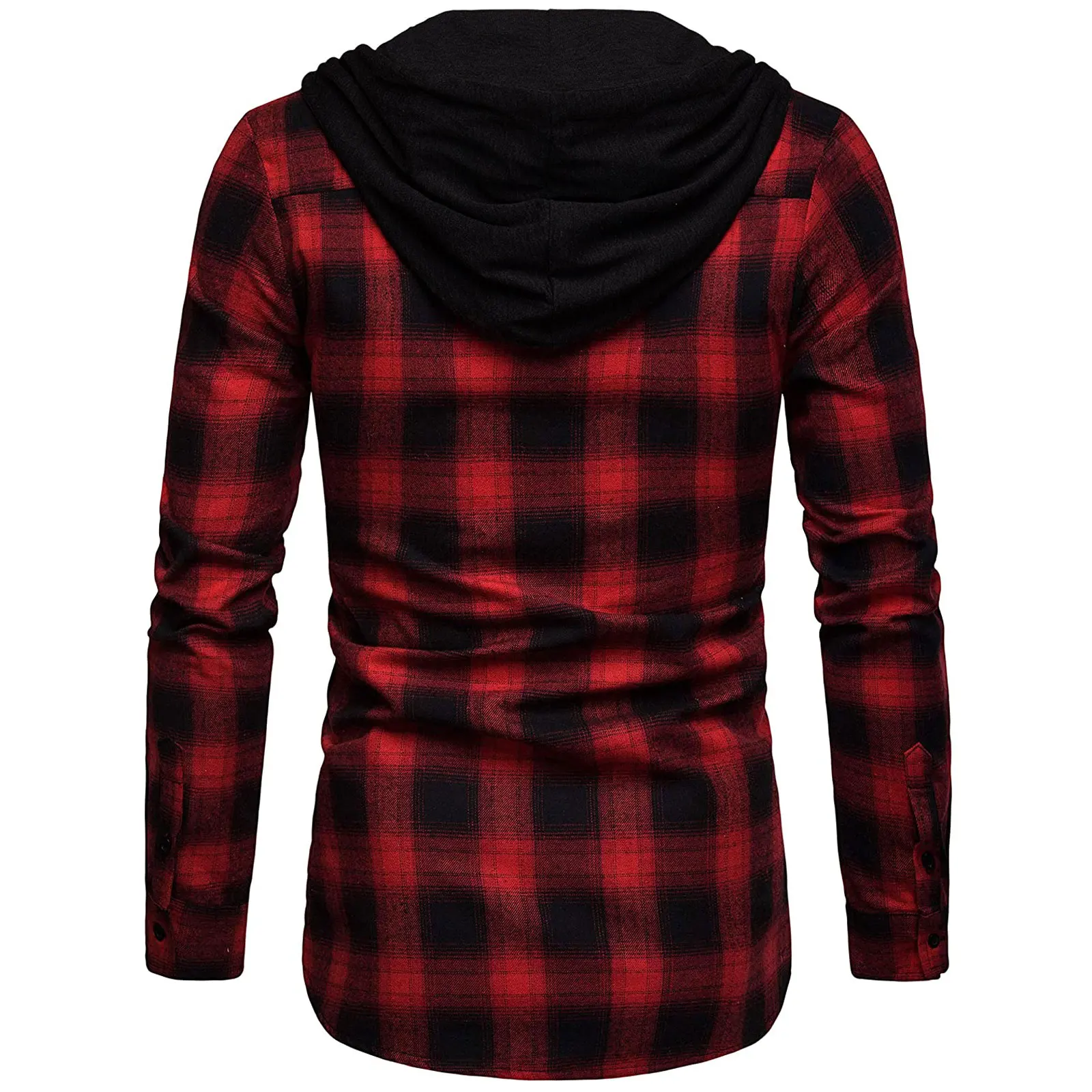 Men's Shirts Autumn Fashion Casual Plaid Shirts Long Sleeve Cotton high quality Pullover Hooded Shirt Winter Mens Top Blouse